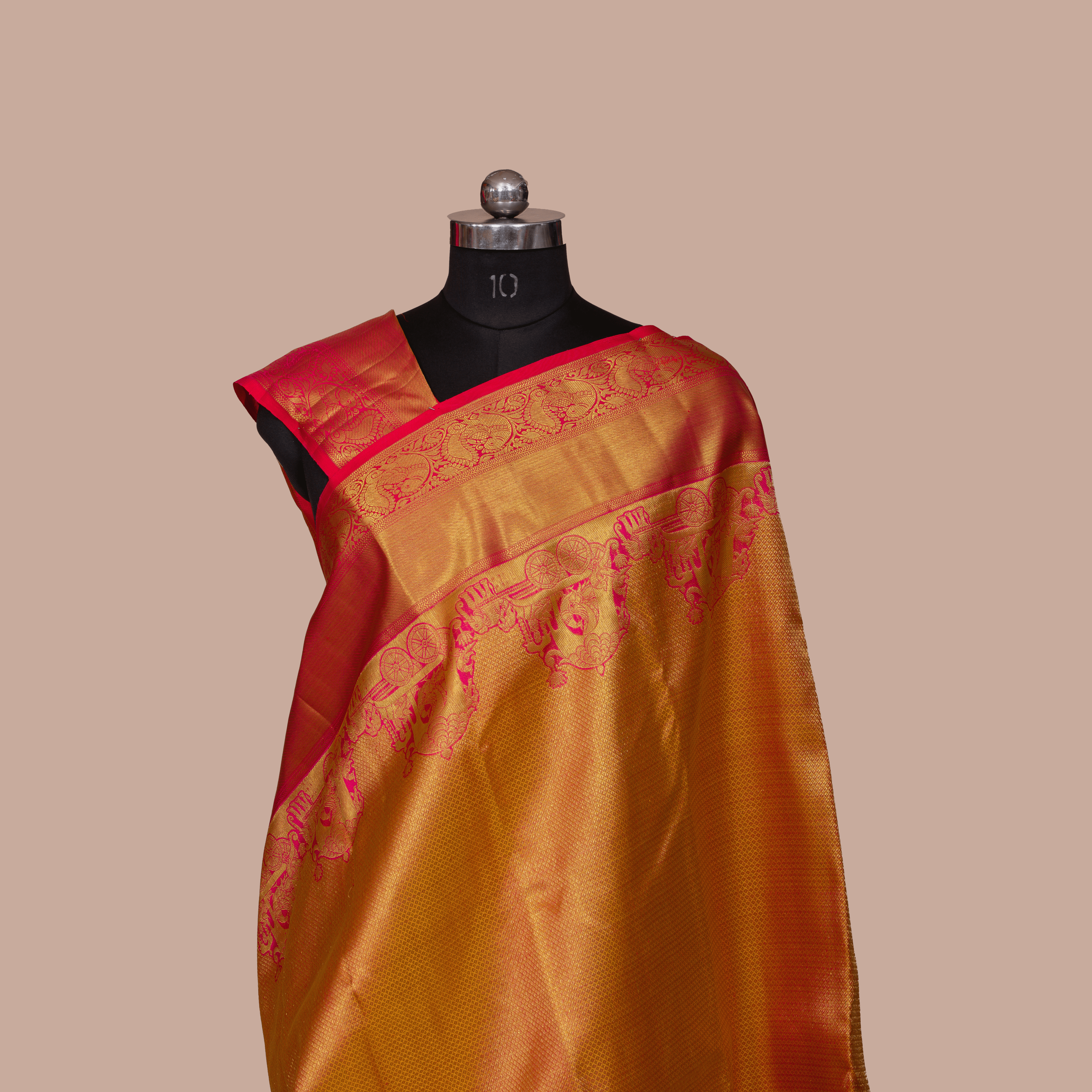 Gold & Pink Thread Body Design With Unstiched Blouse