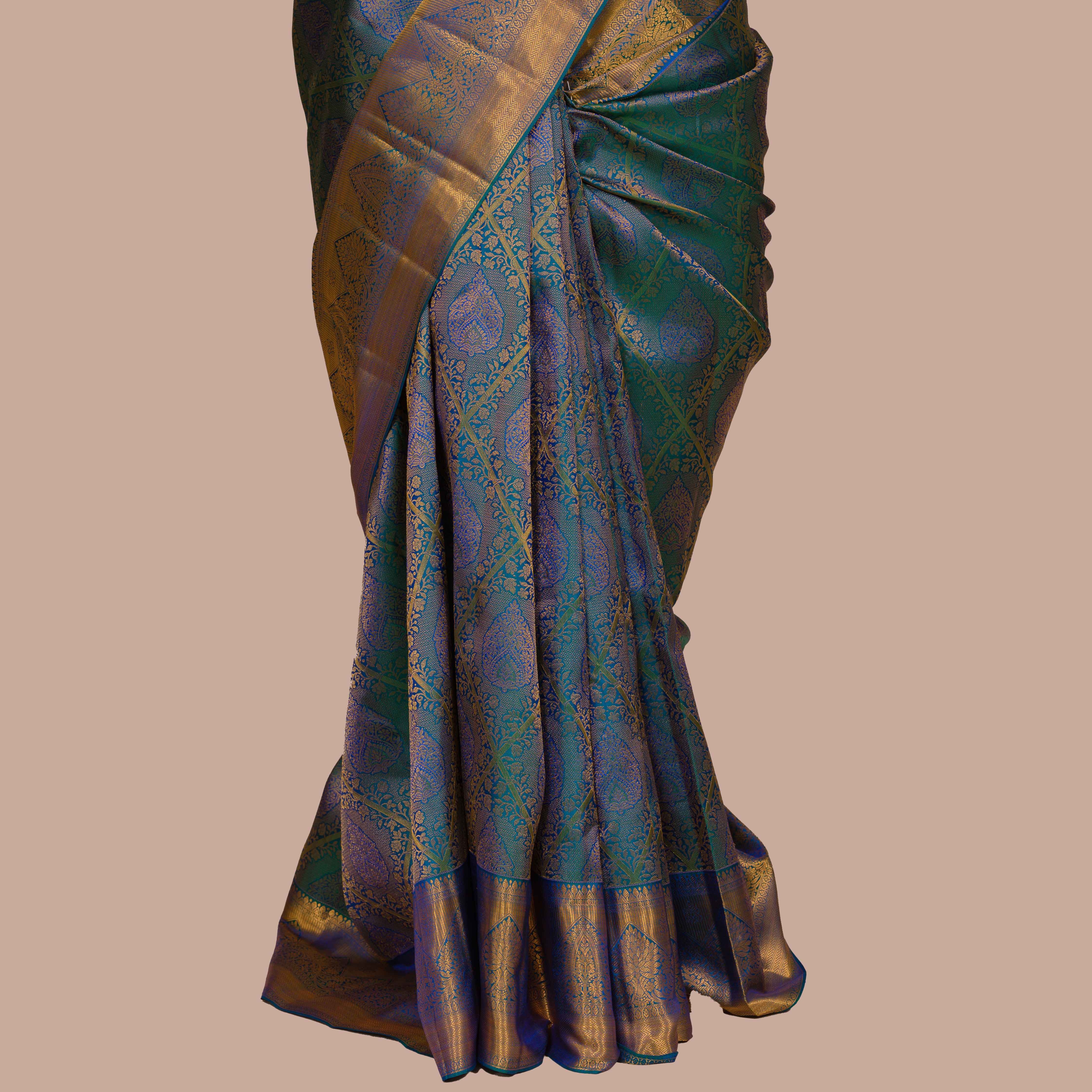 Graceful Rama Blue Saree with Subtle Emboss Design