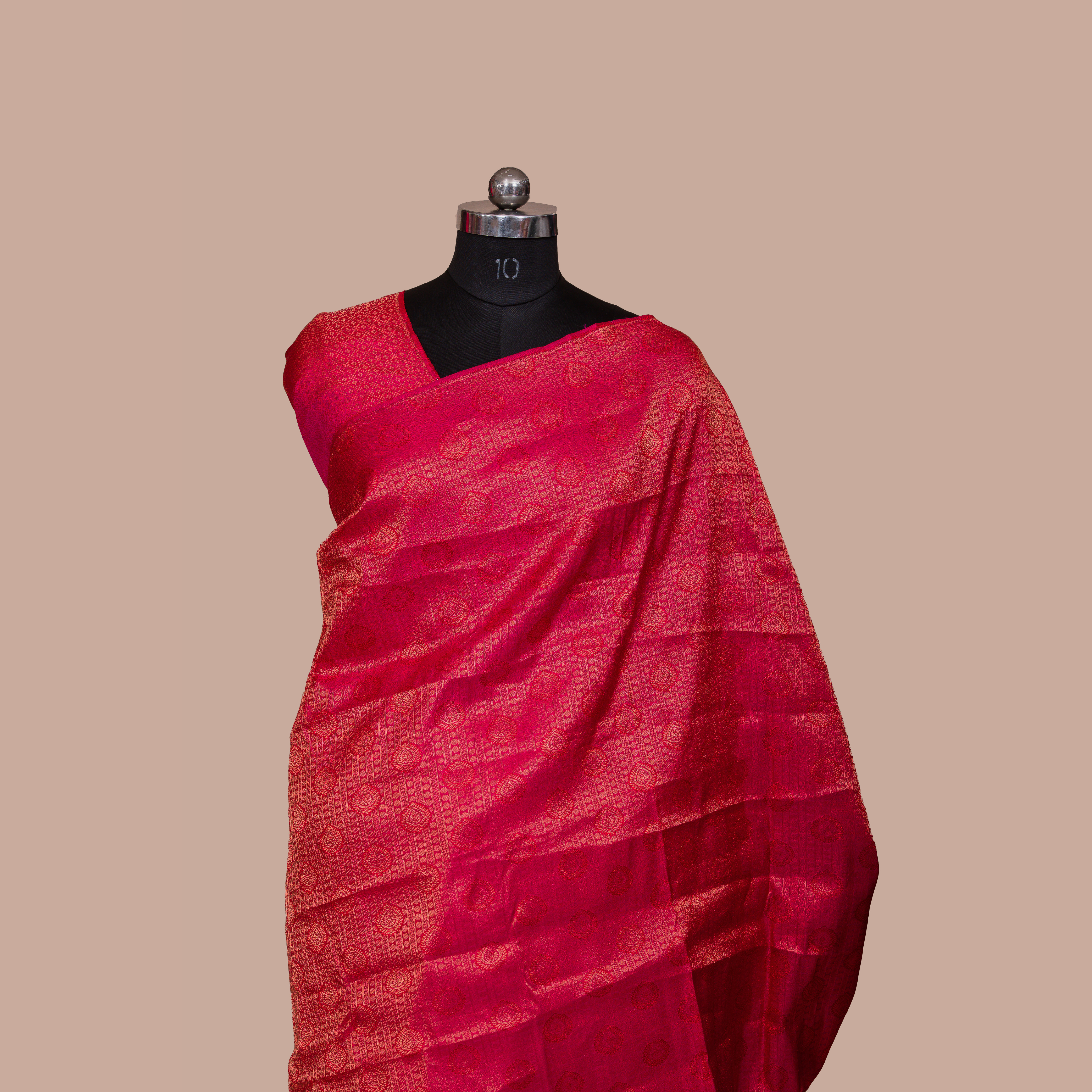 Pink Embossed Saree – Borderless
