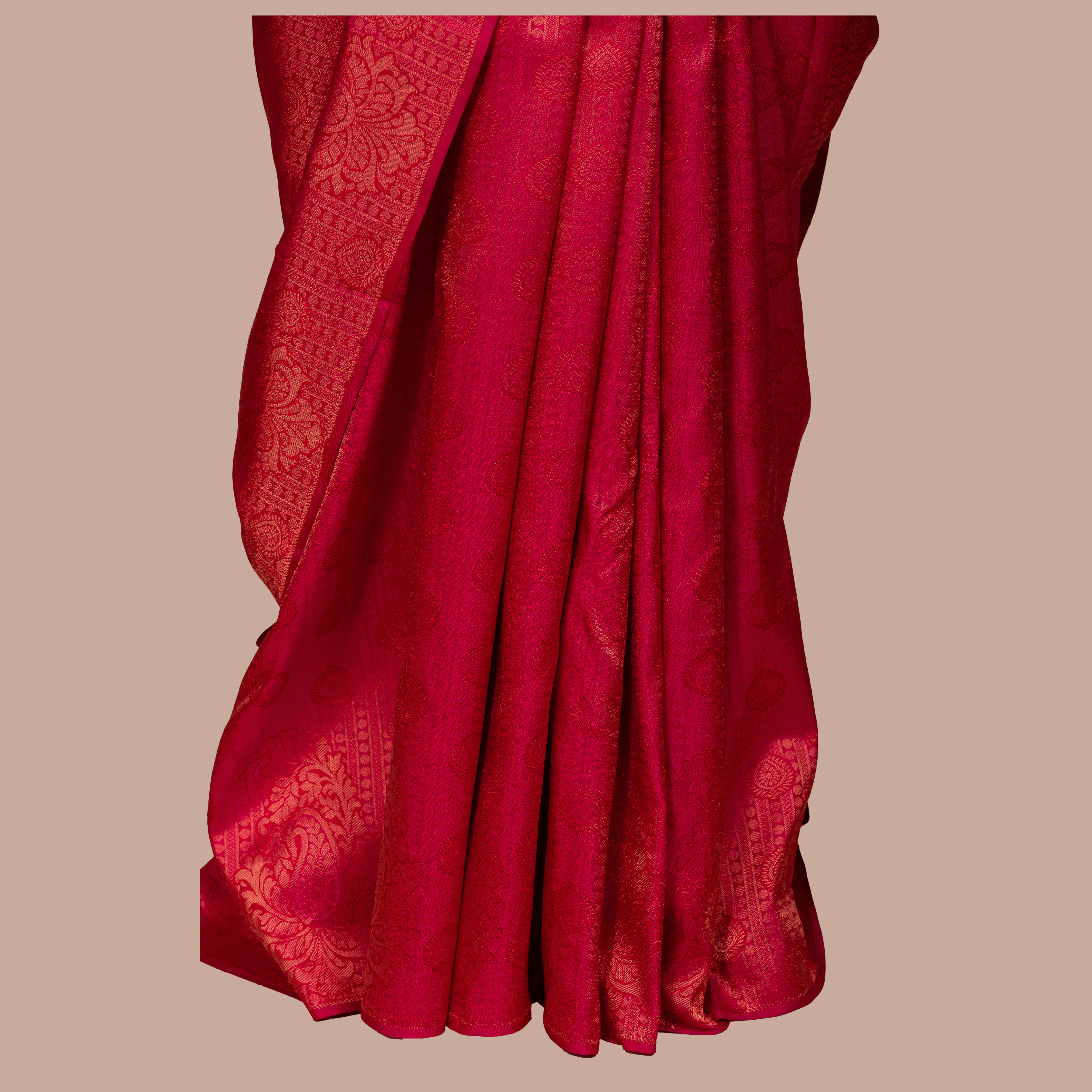 Pink Embossed Saree – Borderless
