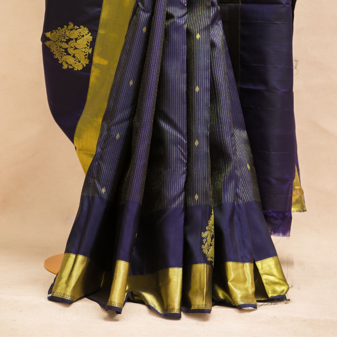 Premium Royal Blue Zari Butta Saree