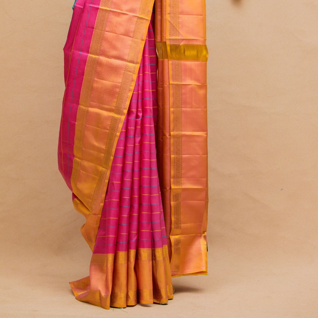 Elegant Dual Tone Saree – Pink & Blue