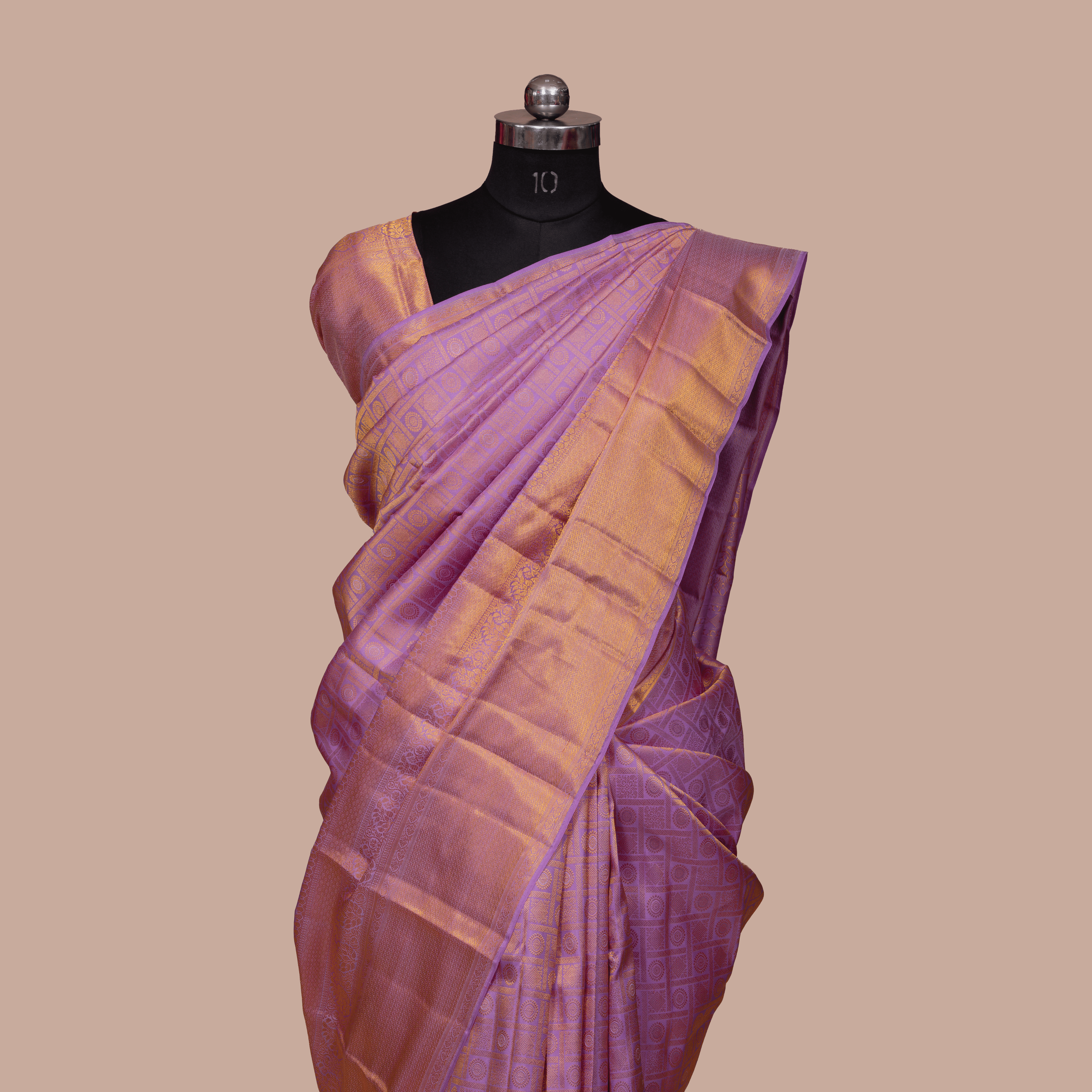 Lavender & Self Body Design & Self Border With  Unstiched Blouse