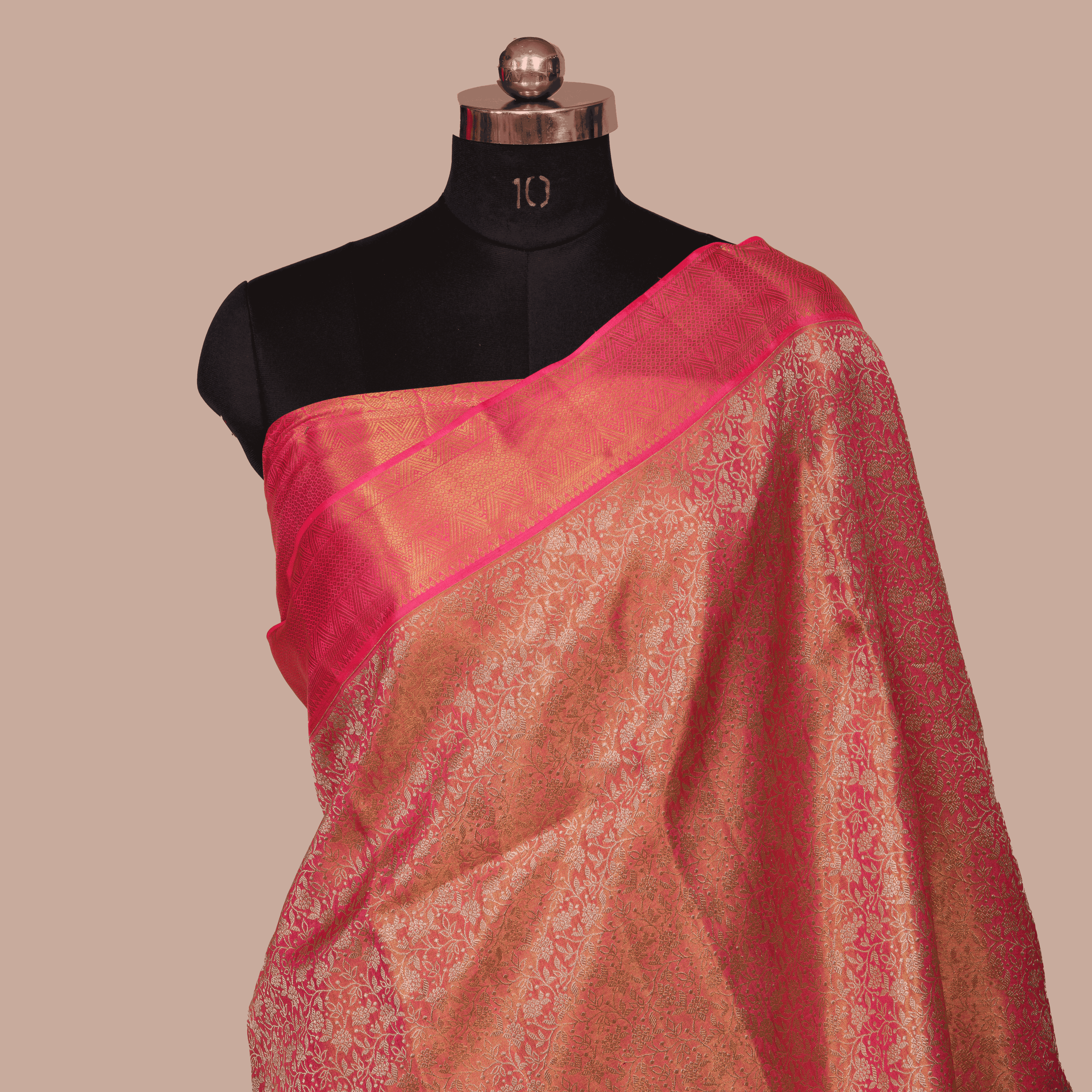 Royal Zari – Classic Banarasi in Crimson & Gold