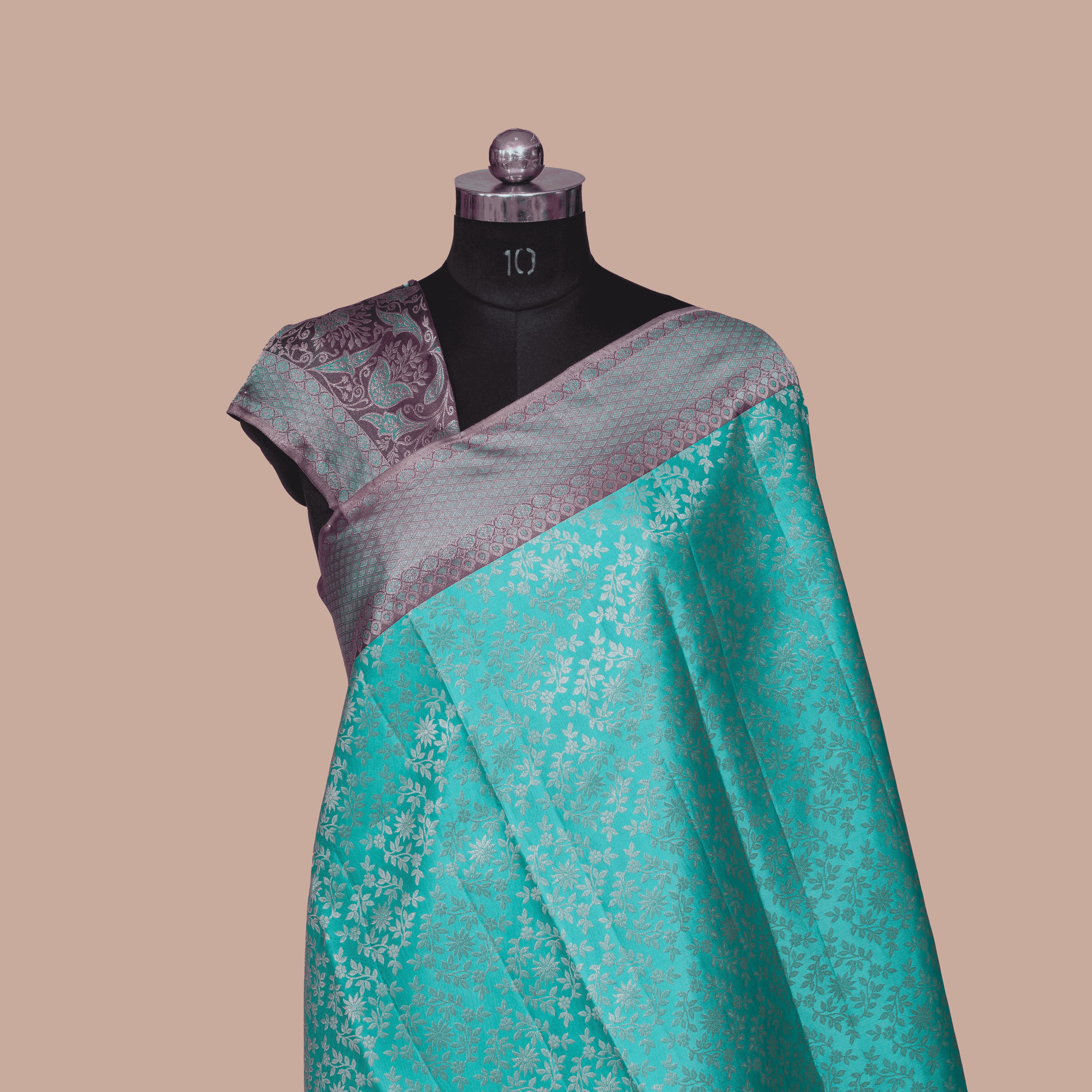 Emboss Design Sky Blue Saree