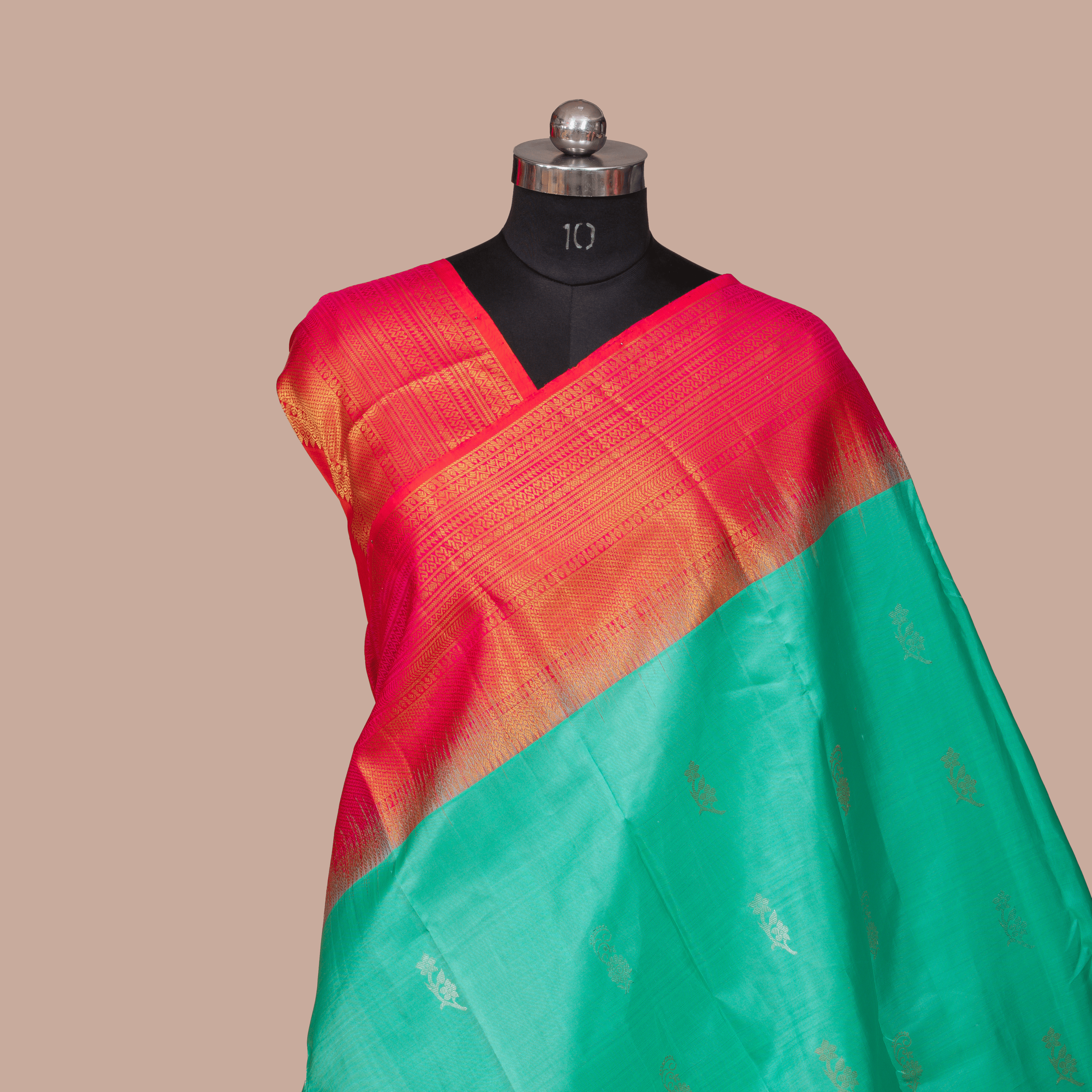 Sky Blue Saree with Medium Pink Border