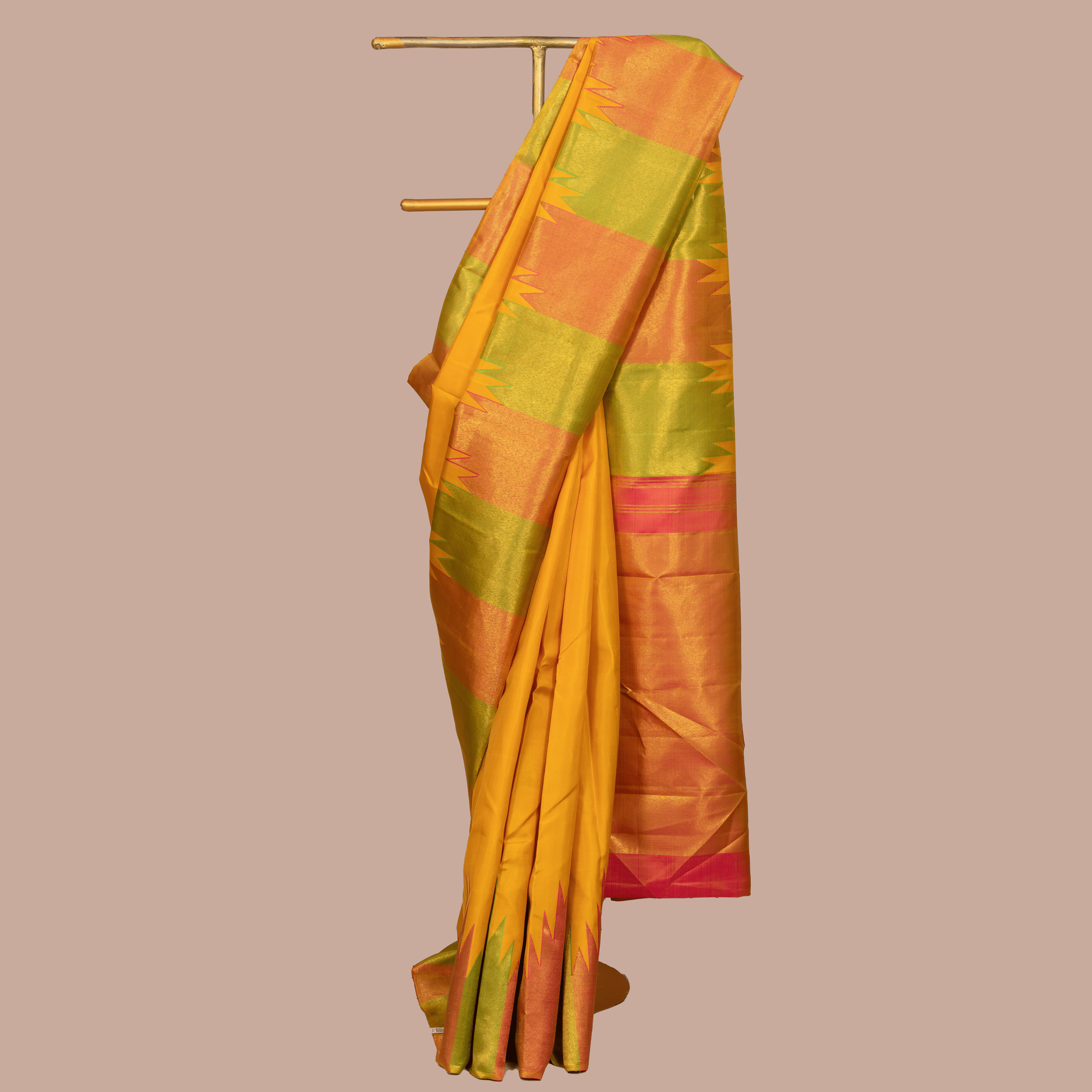 Yellow & Embos Body design & Raising Border with Unstiched Blouse