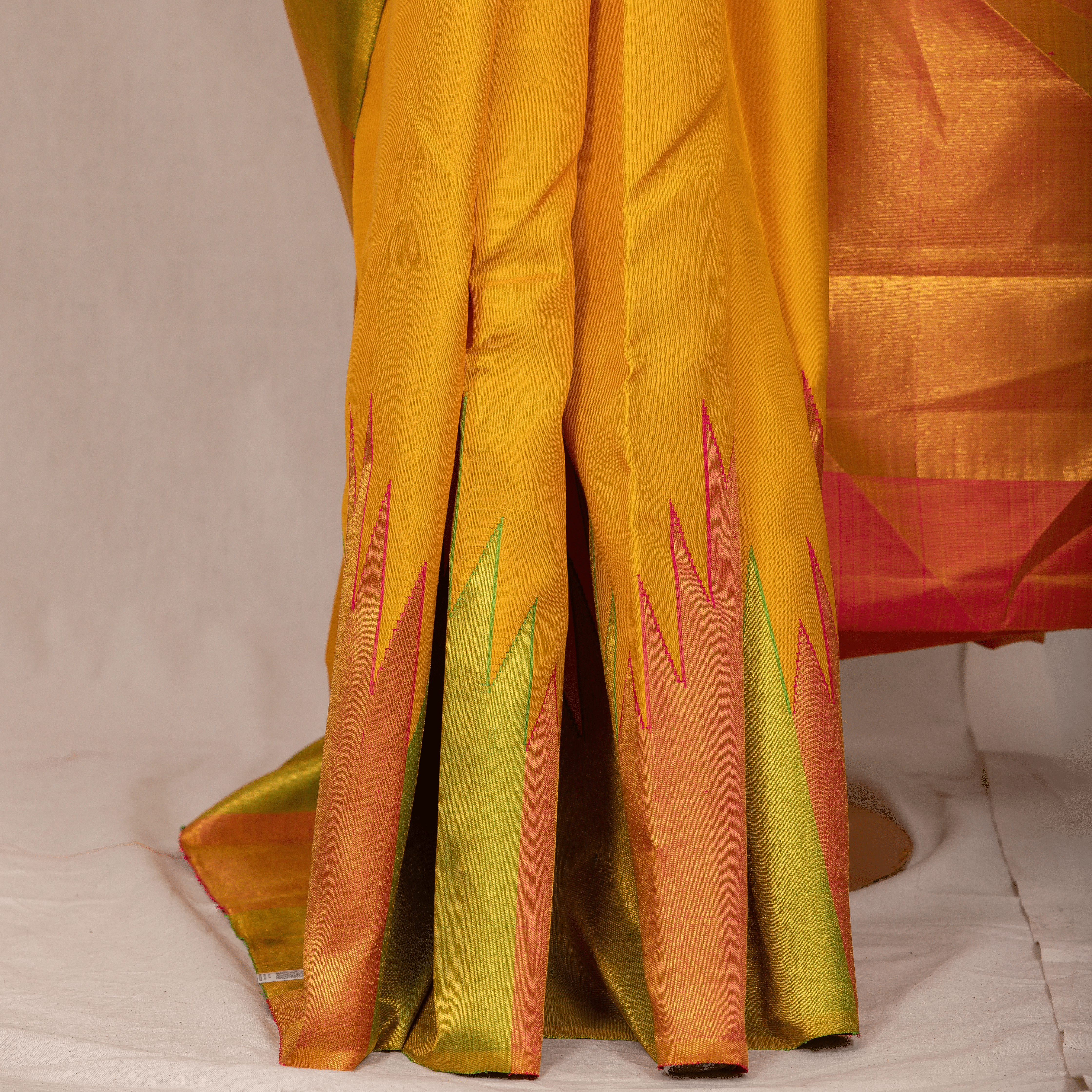 Yellow Saree with Emboss Body & Raised Border