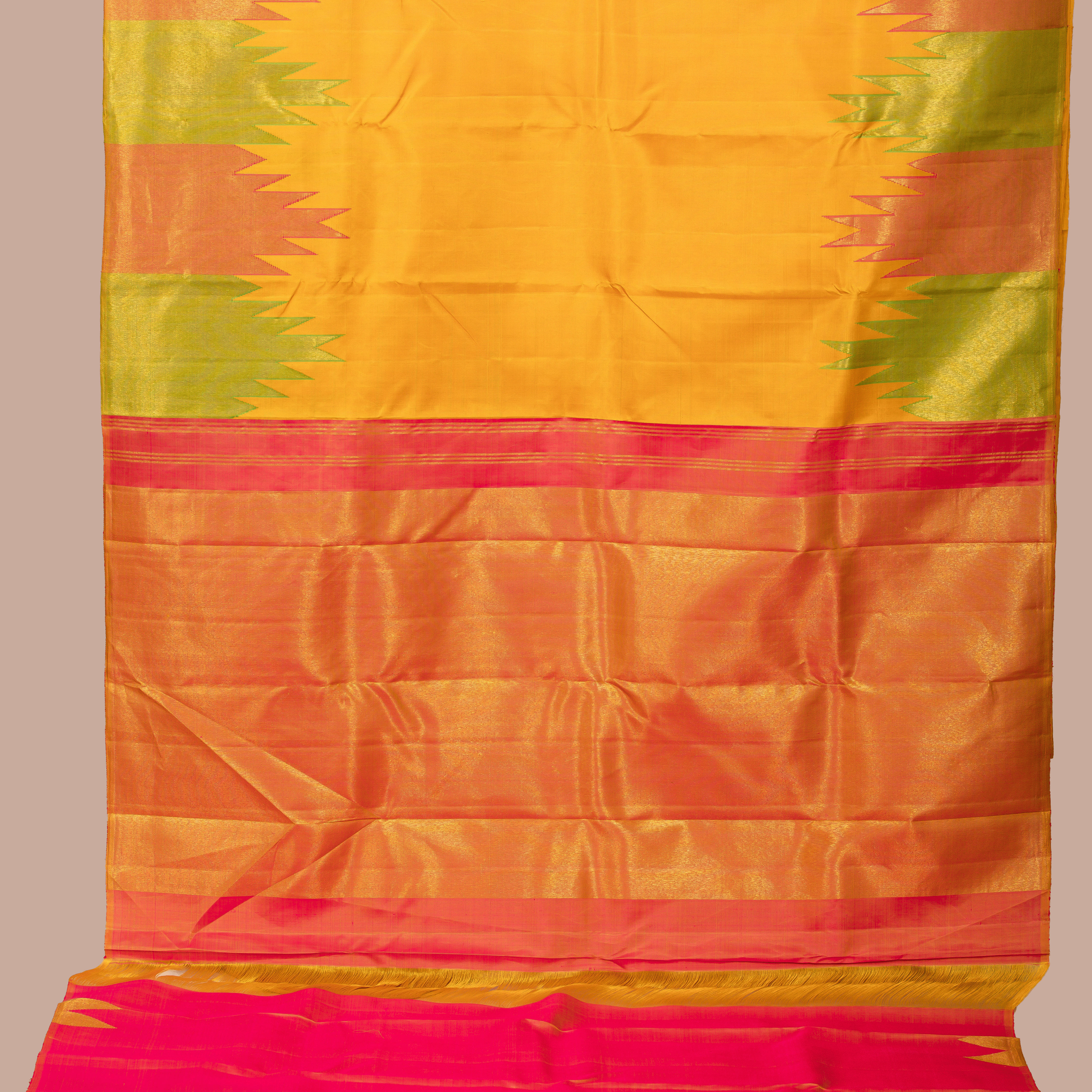Yellow Saree with Emboss Body & Raised Border