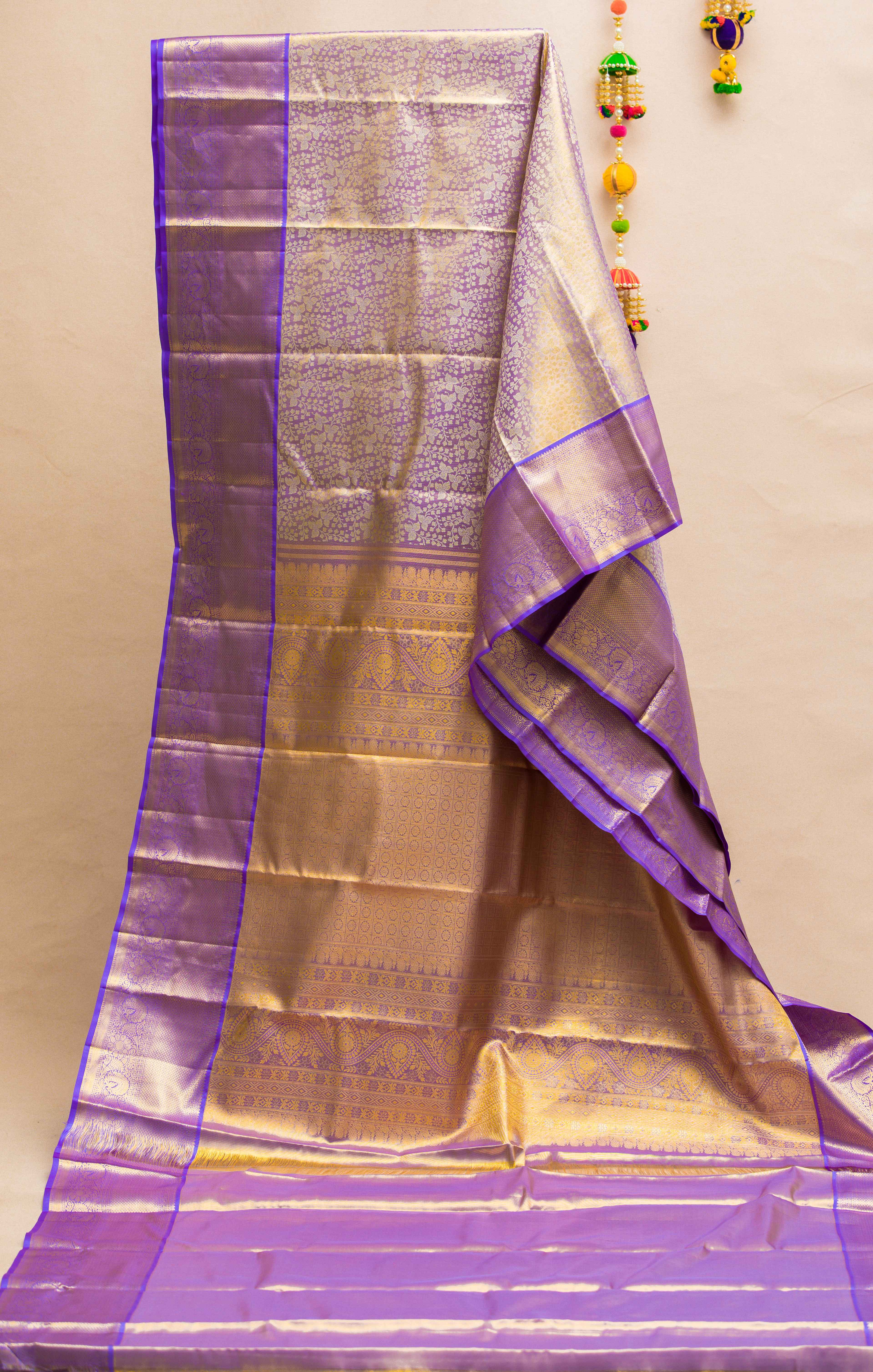 Lavender Saree with Gold Tissue Body