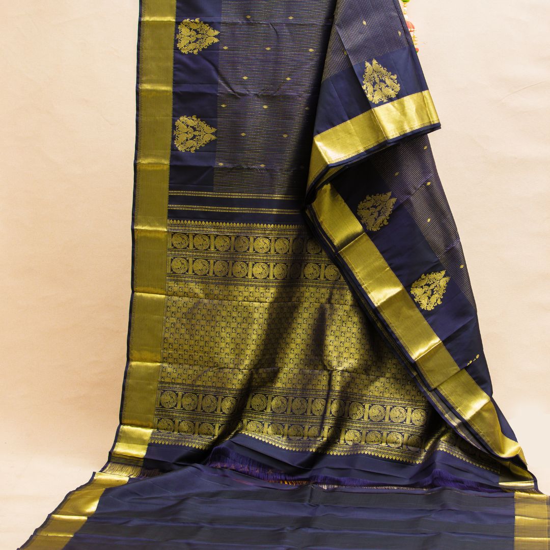 Premium Royal Blue Zari Butta Saree