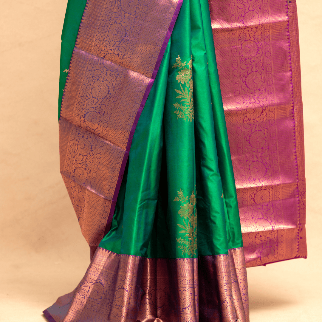 Elegant Green Contrast Border Saree