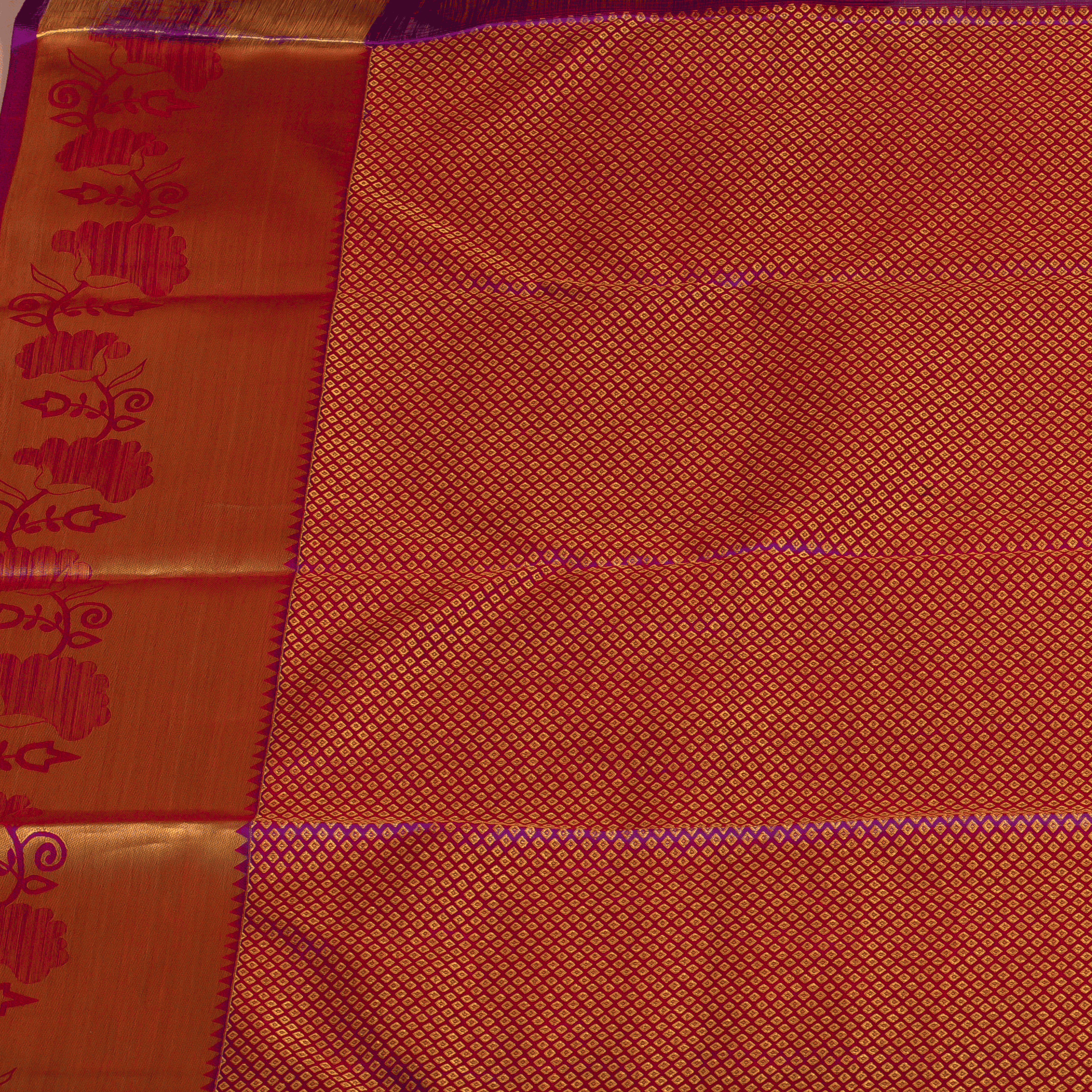 Pink & Orange with ramer kalayanam design & violet Long Border Unstriched Blouse