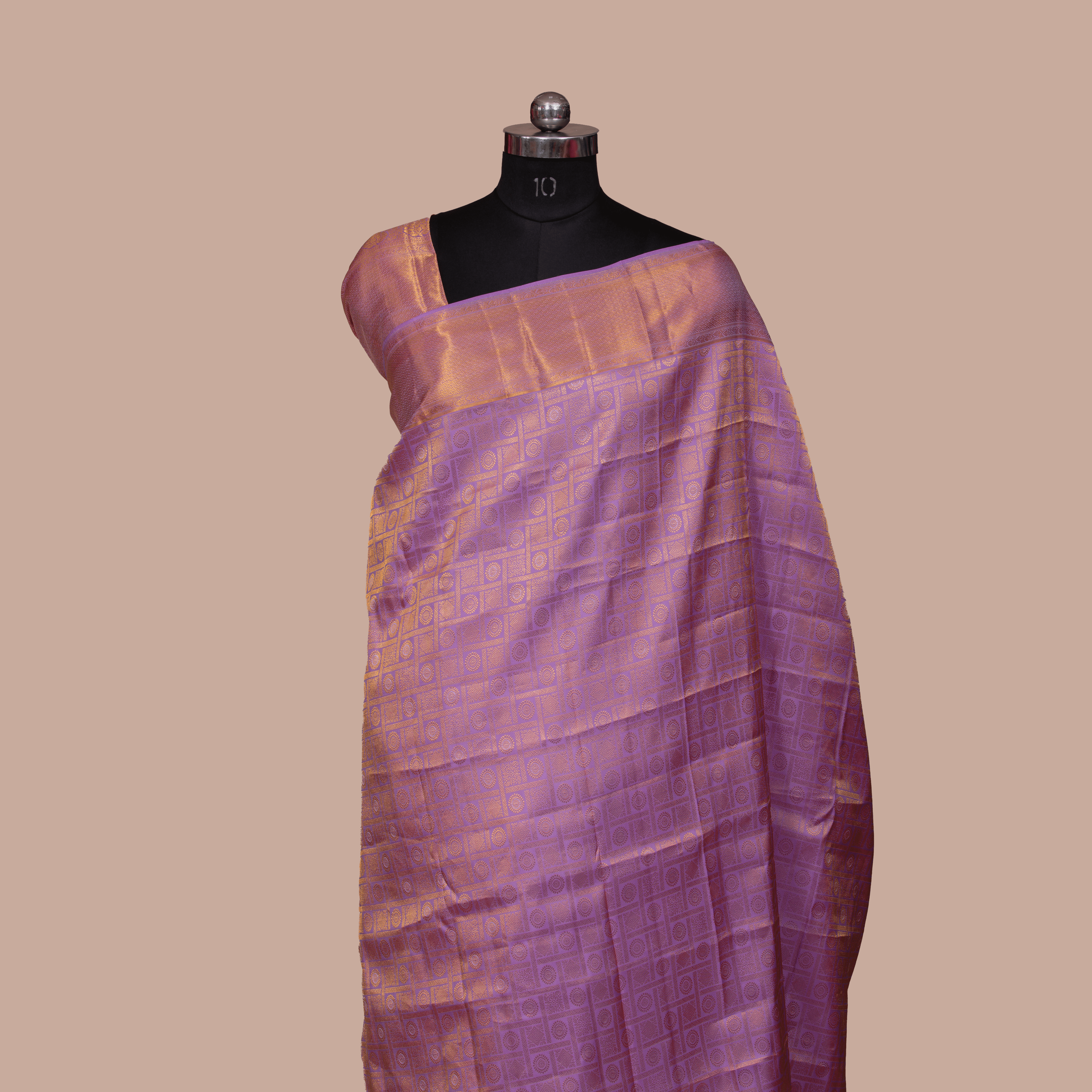 Lavender & Self Body Design & Self Border With  Unstiched Blouse