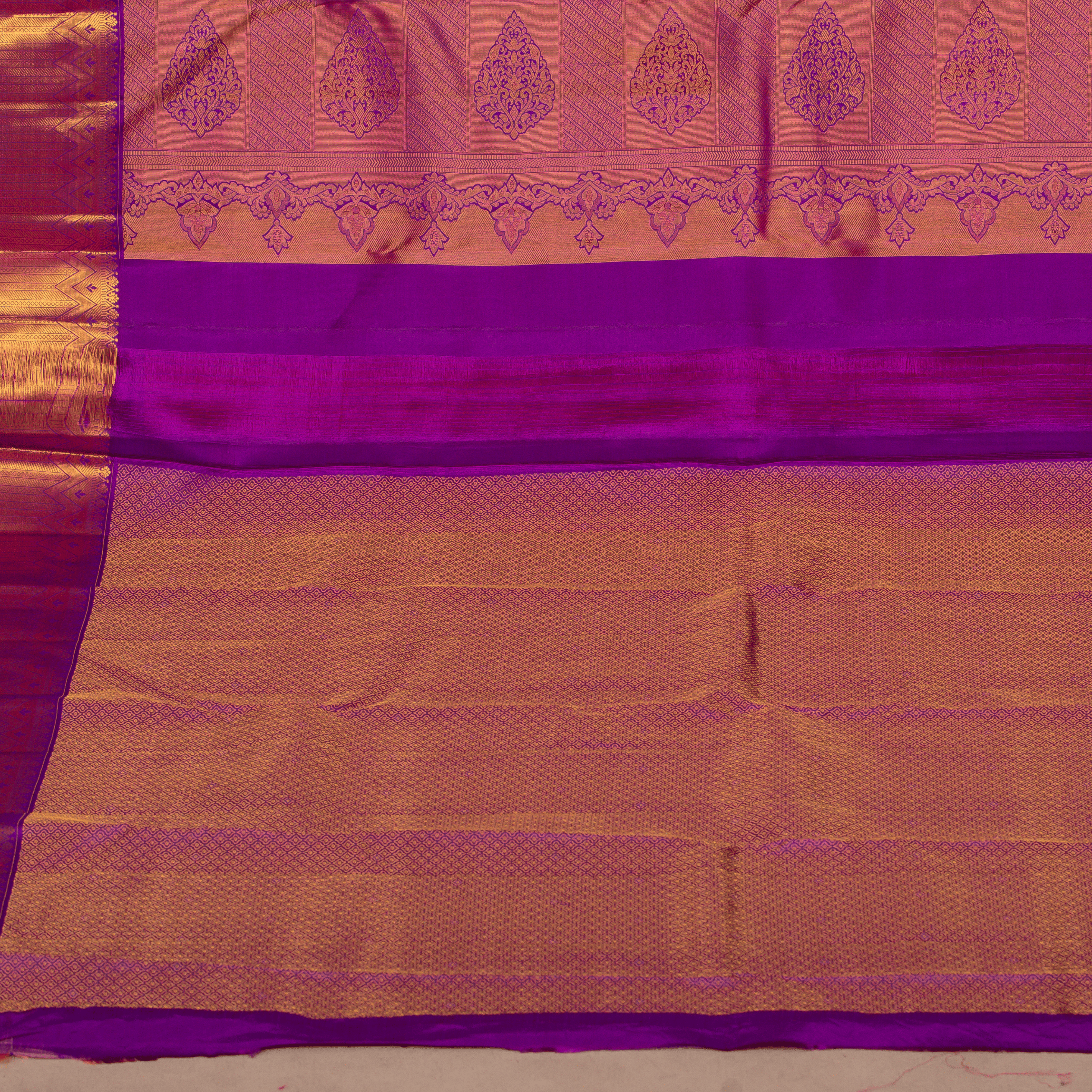 Elegant Red-Orange Saree with Violet Border (Blouse Piece)
