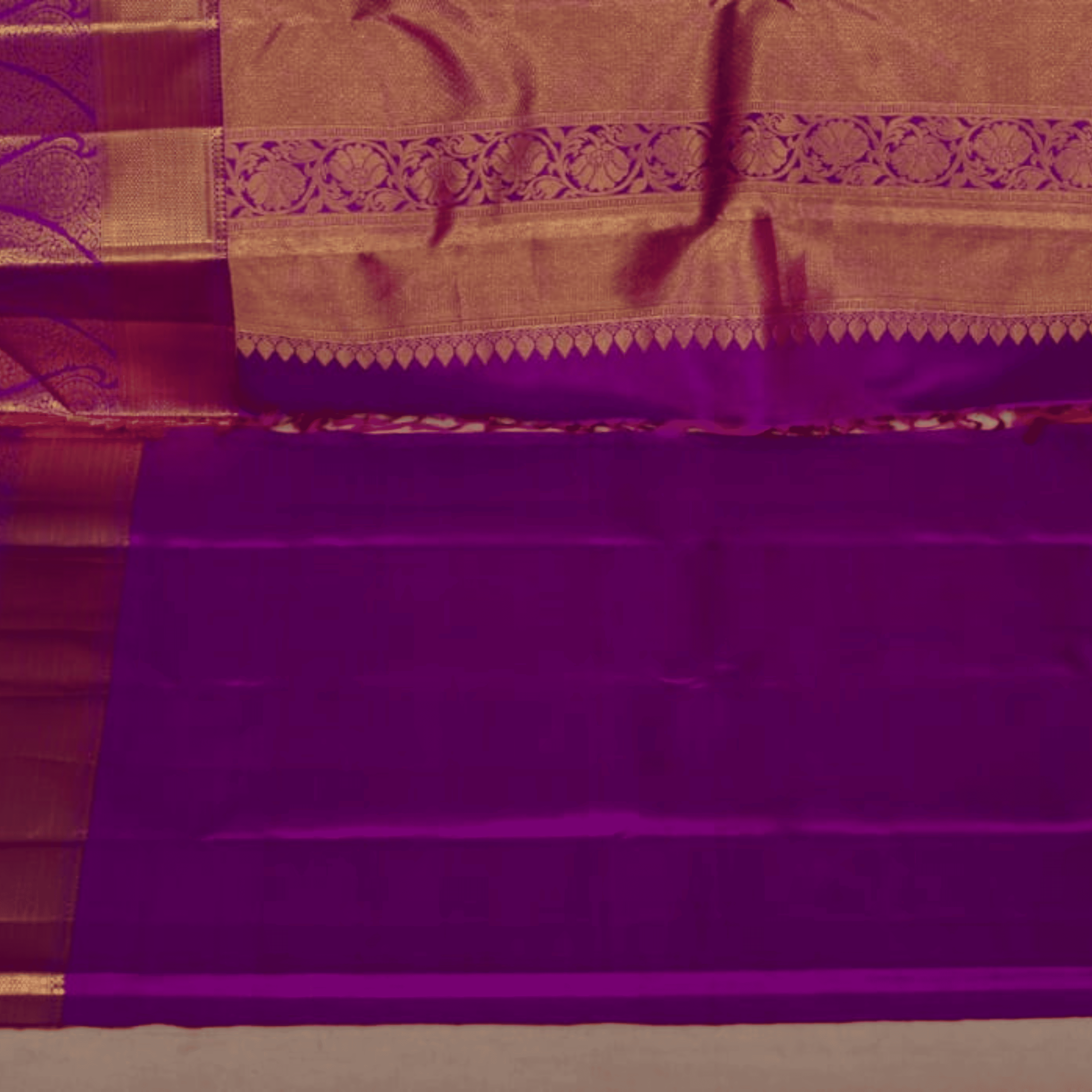 Elegant Red-Orange Saree with Violet Border (Blouse Piece)