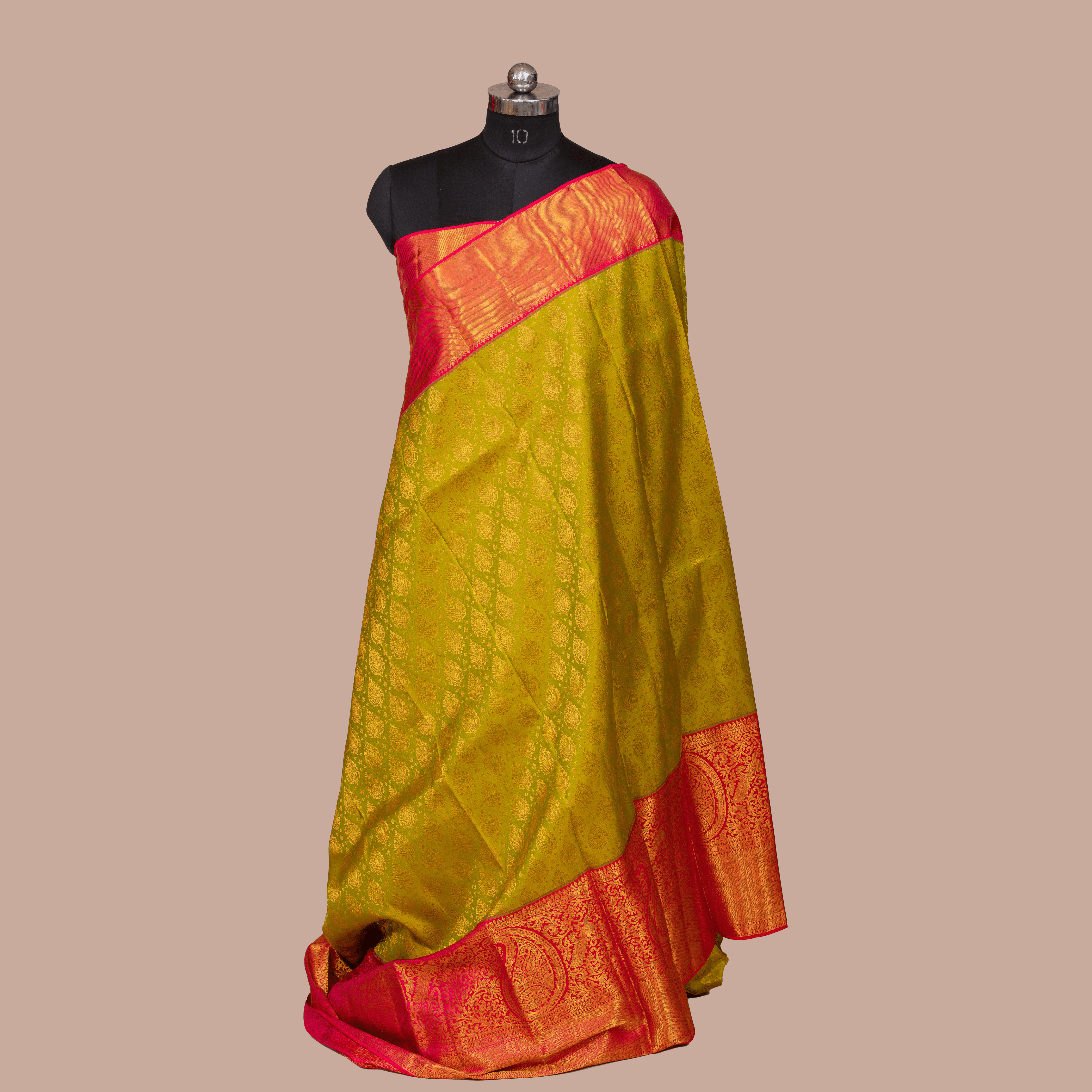 Lemon Yellow Saree with Rani Pink Border