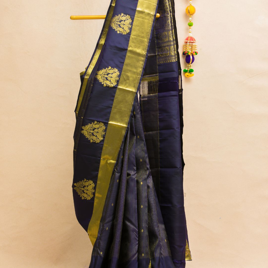 Premium Royal Blue Zari Butta Saree