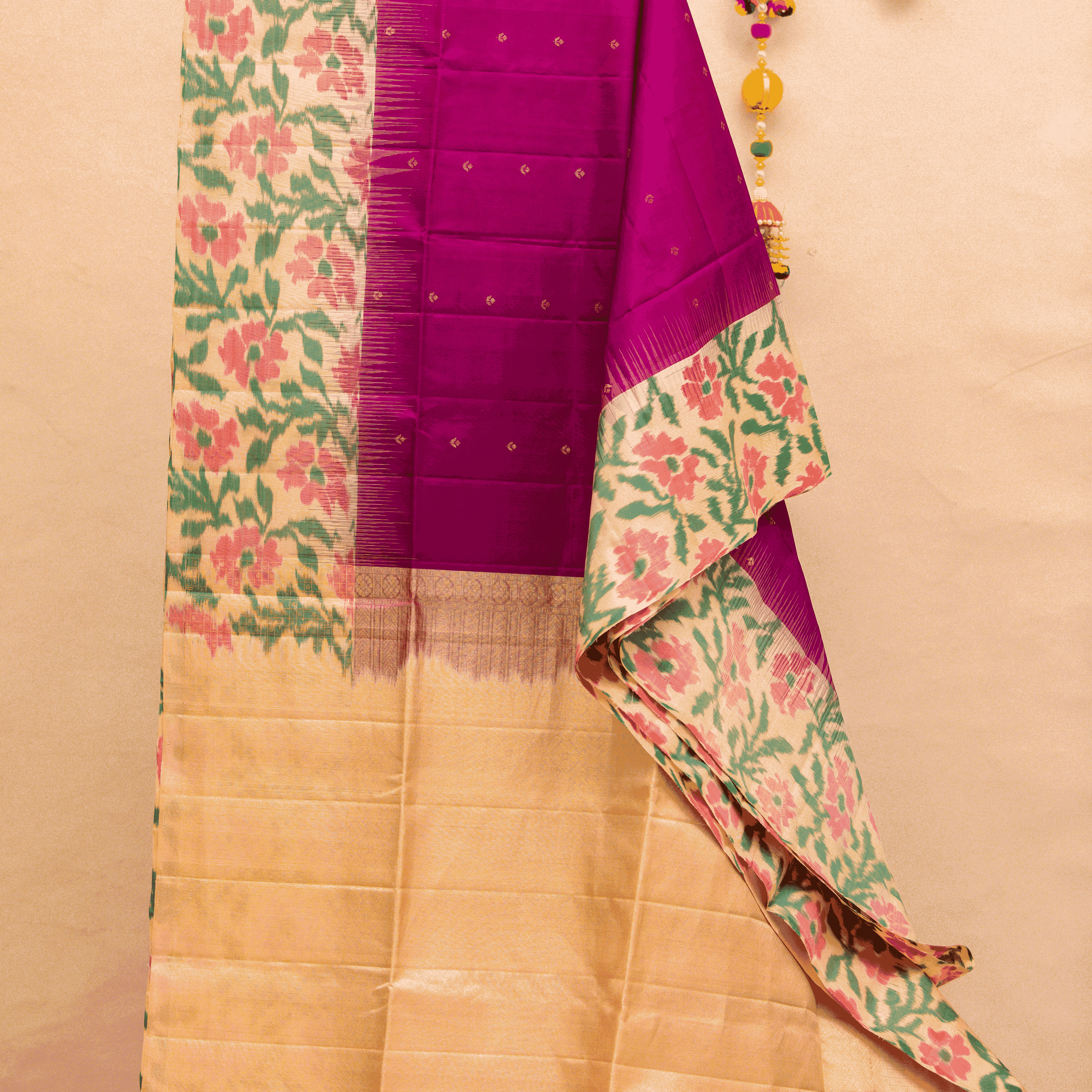 Purple Pochampalli Border Saree with Blouse