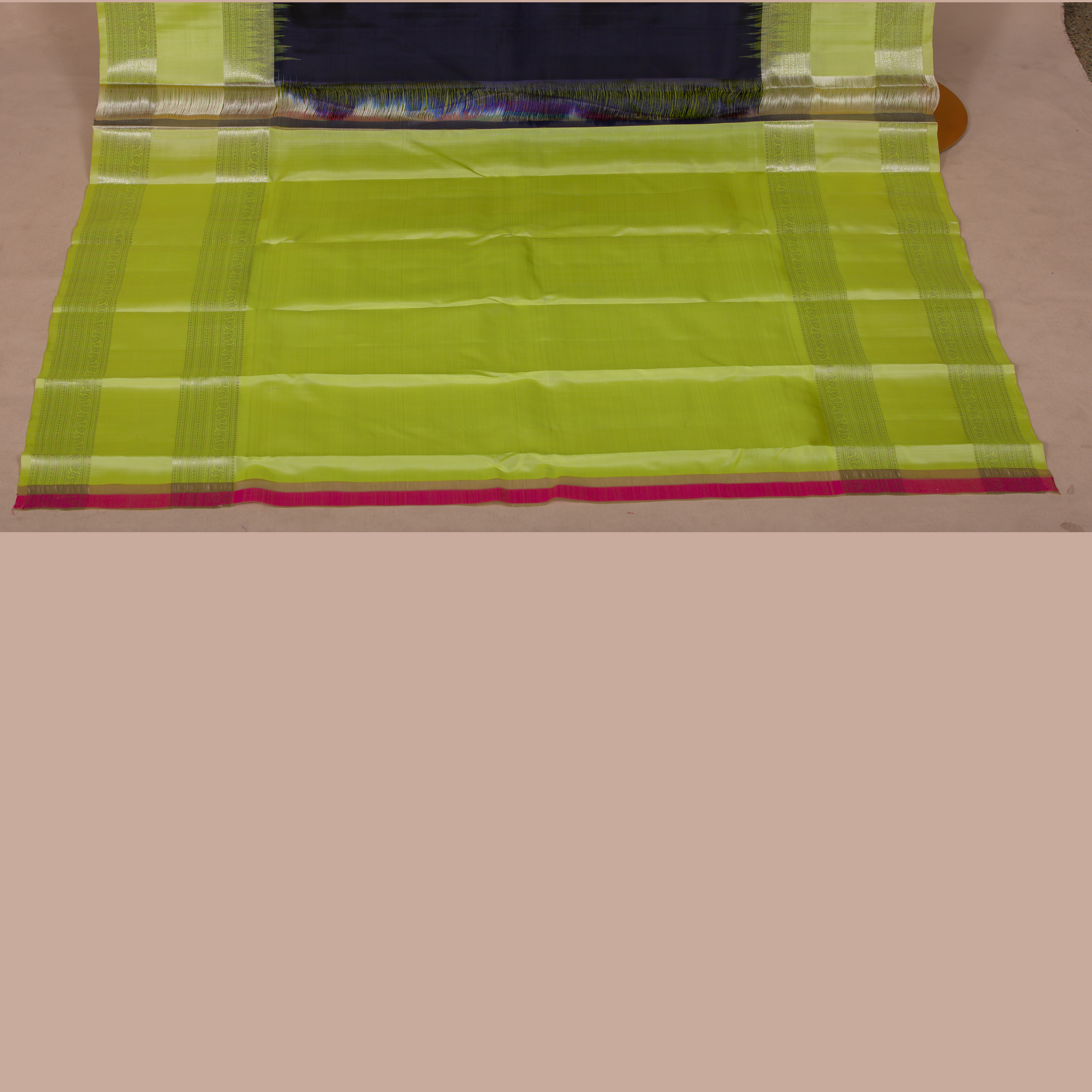 Navy Blue & Pista Green Saree with Puttas