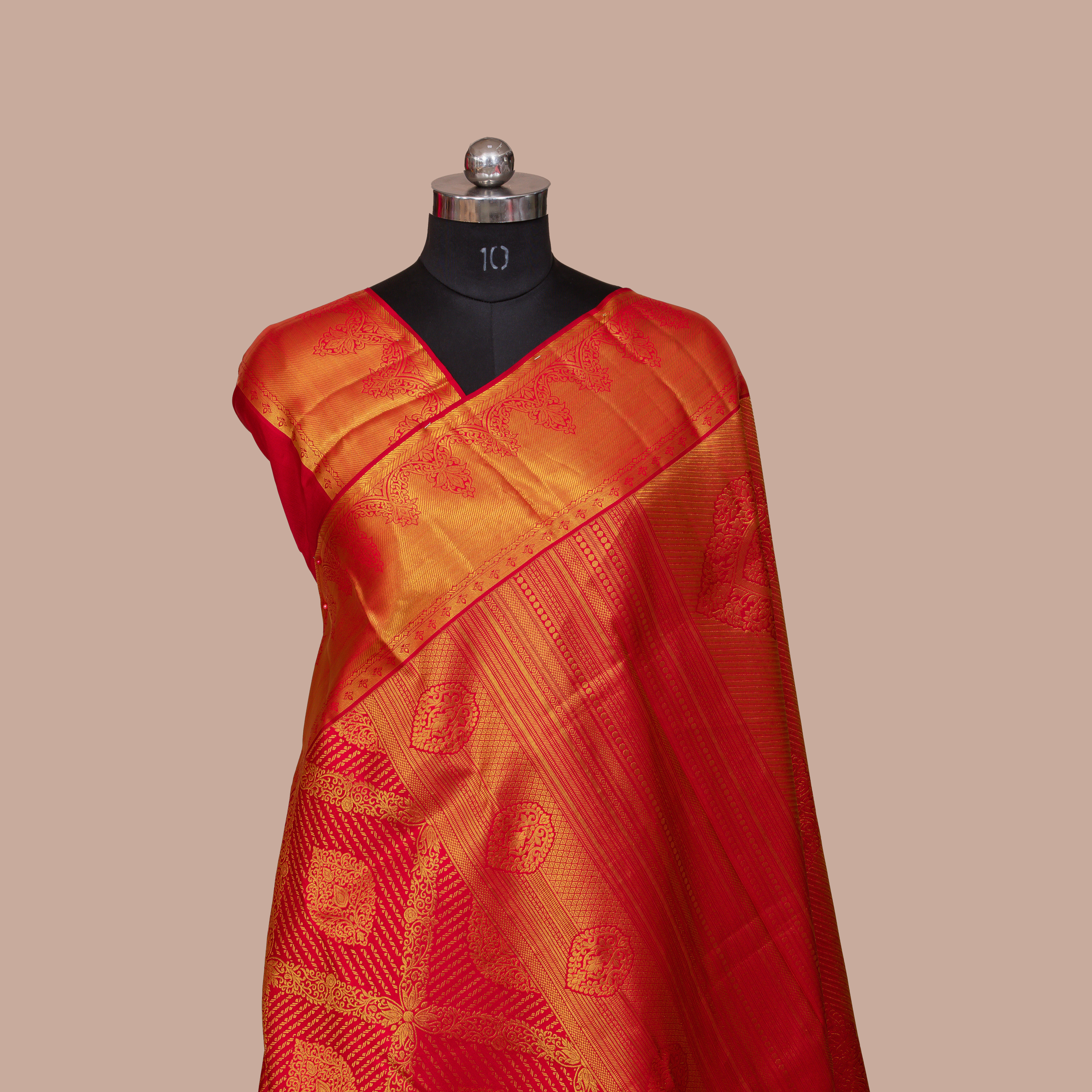 Rani Pink Embossed Leaf Saree with Medium Border
